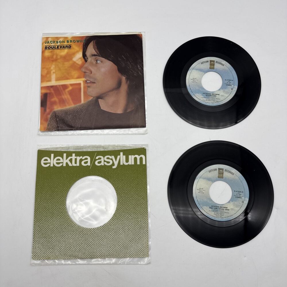 2 Jackson Brown 45 Record Singles - Boulevard & that girl could sing
